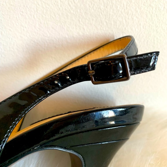 Cole Haan x Nike Air Womens Patent Leather PeepToe Slingback Sandal Black Size 8 - Picture 6 of 6